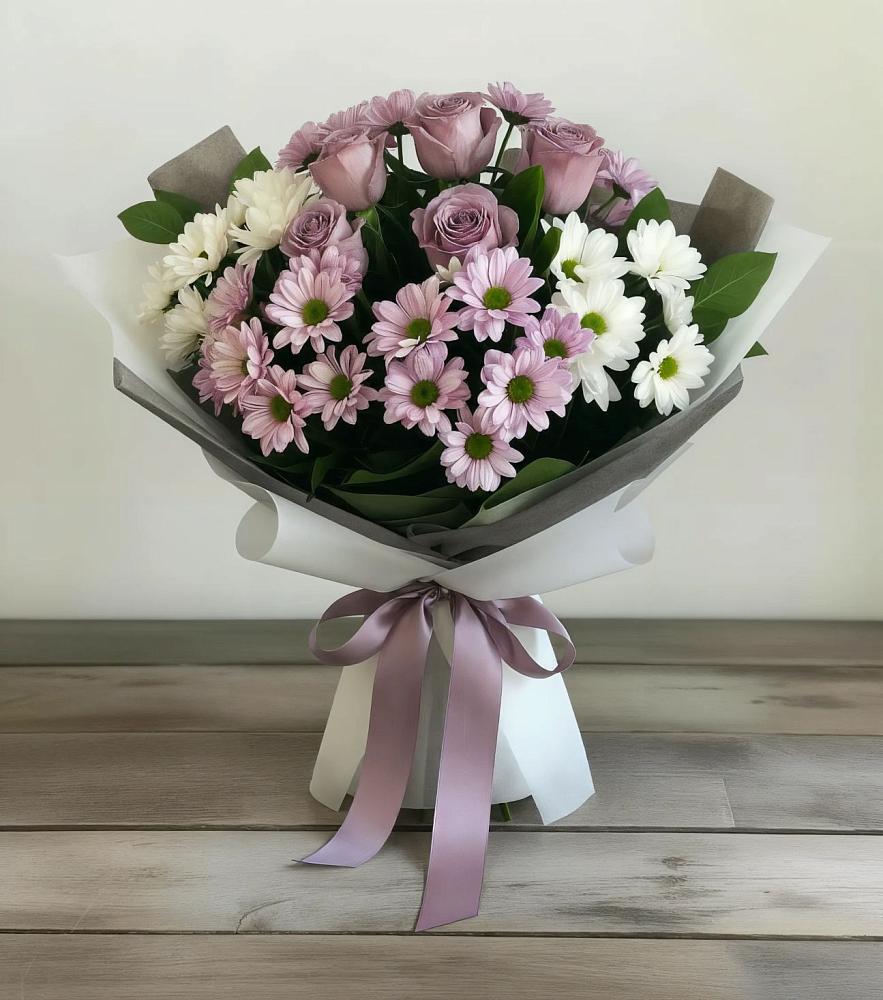 Букет цветов из: Хризантемы и Розы в Ярополец