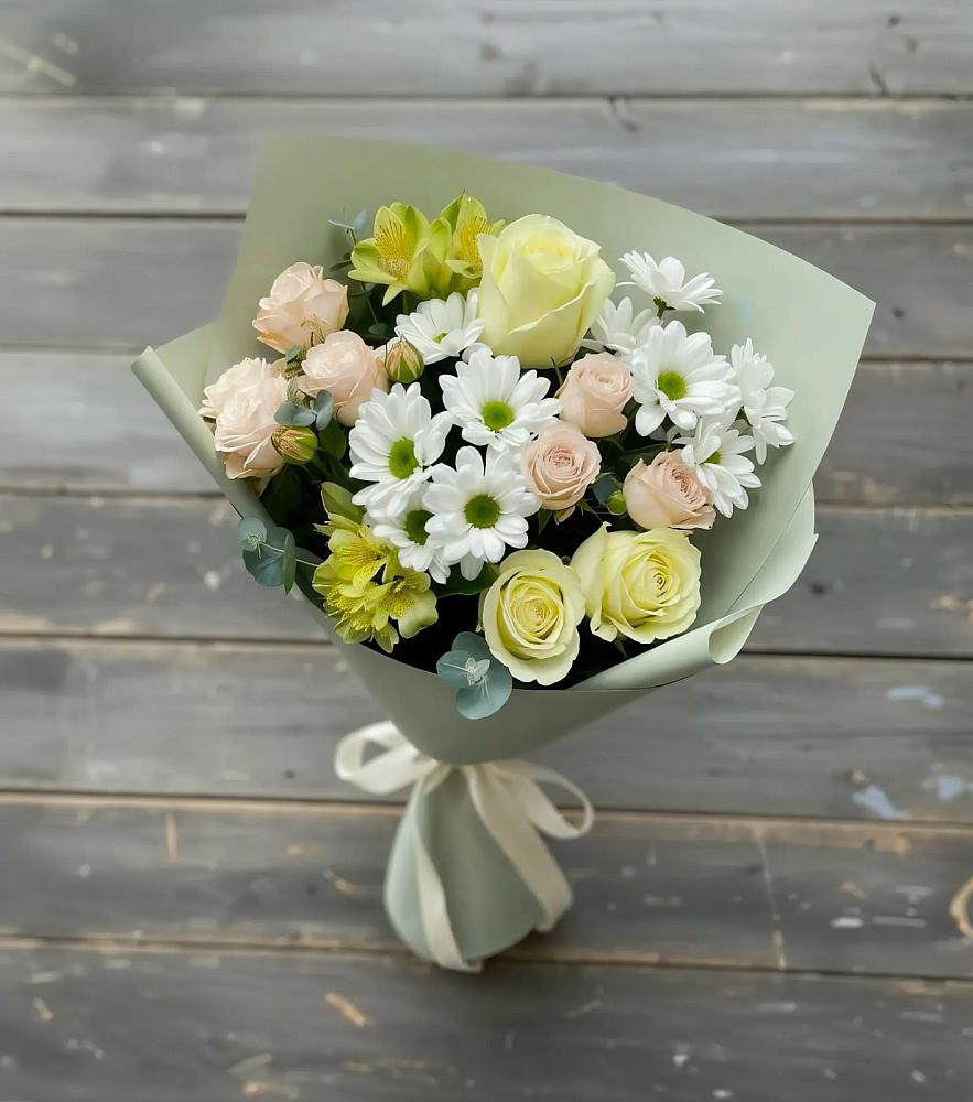 Букет цветов из: Альстромерии, Розы и Хризантемы в Ярополец