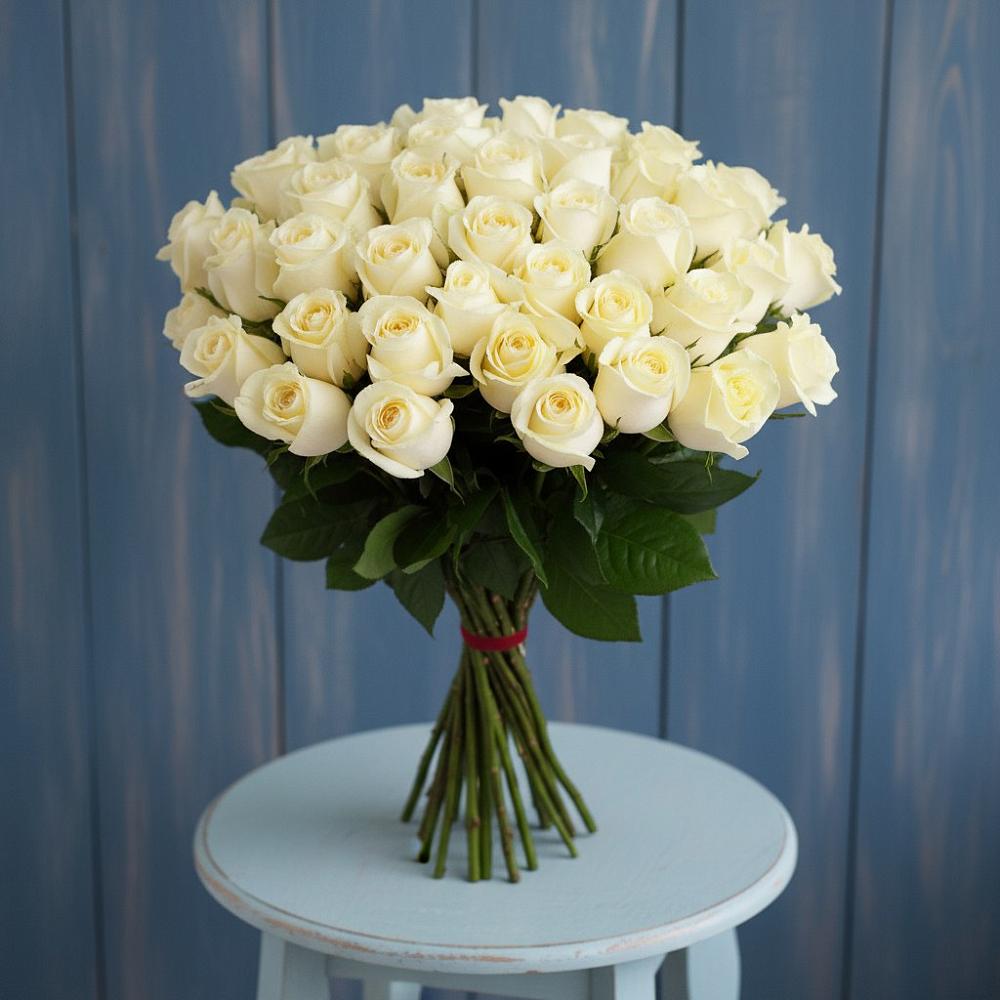 Букет 51 Белая роза Эдлесс Лав в Ярополец