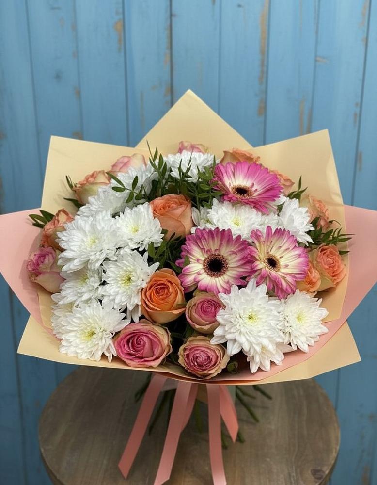 Букет цветов из: Розы, Герберы и Хризантемы в Ярополец