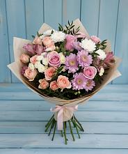 Букет цветов из:  Хризантемы, Розы и Альстромерии #REPLACE_PRED# Ярополец