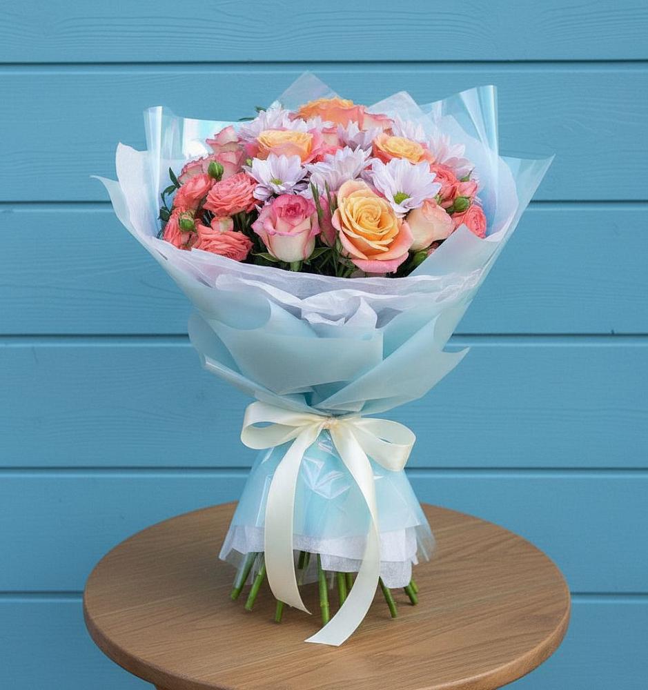 Букет цветов из: Хризантемы и Розы в Ярополец