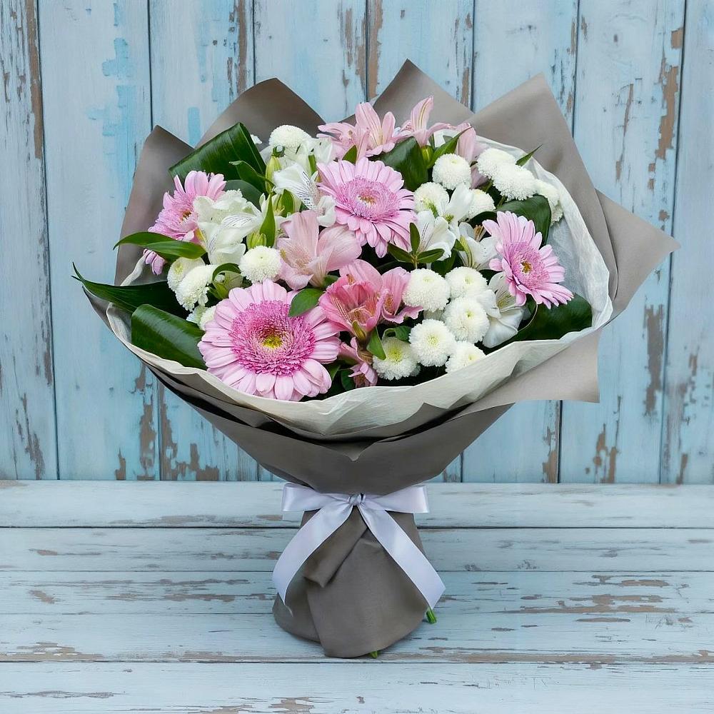 Букет цветов из: Герберы, Альстромерии и Хризантемы в Ярополец