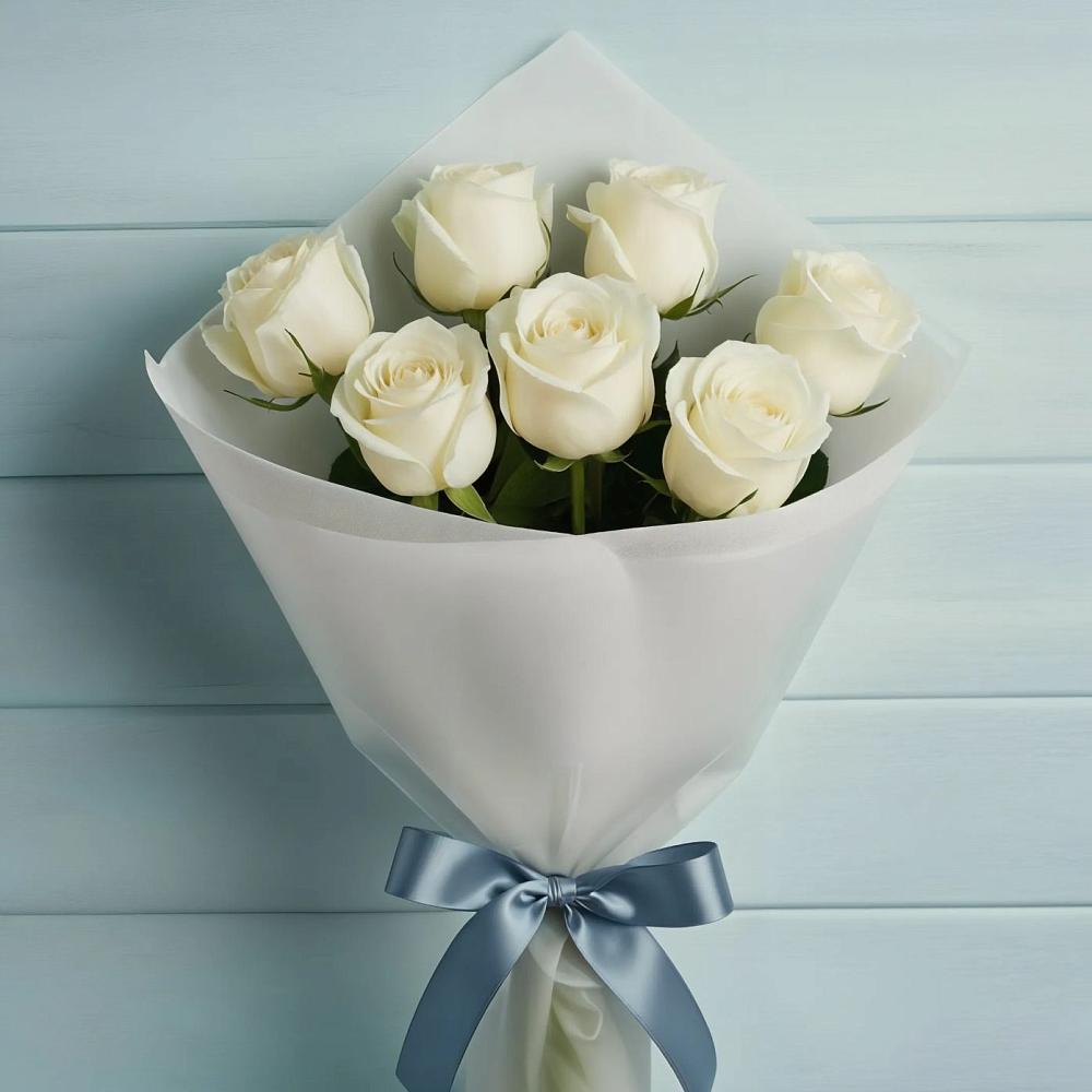Букет 7 Белых роз Эдлесс Лав в Ярополец